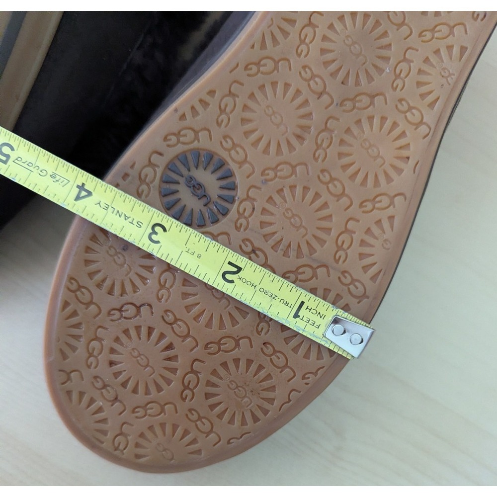 UGG Rylan Brown Skimmer Moccasin Slippers Fuzzy Hard Bottom - Picture 6 of 11